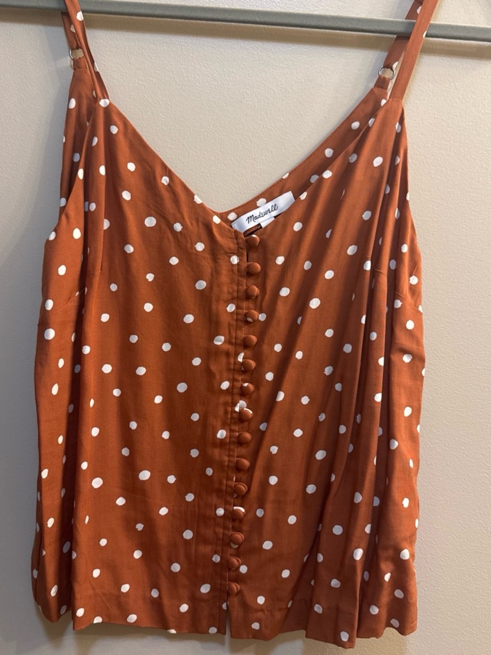 Madewell Rust Orange Polka Dot Button Cami